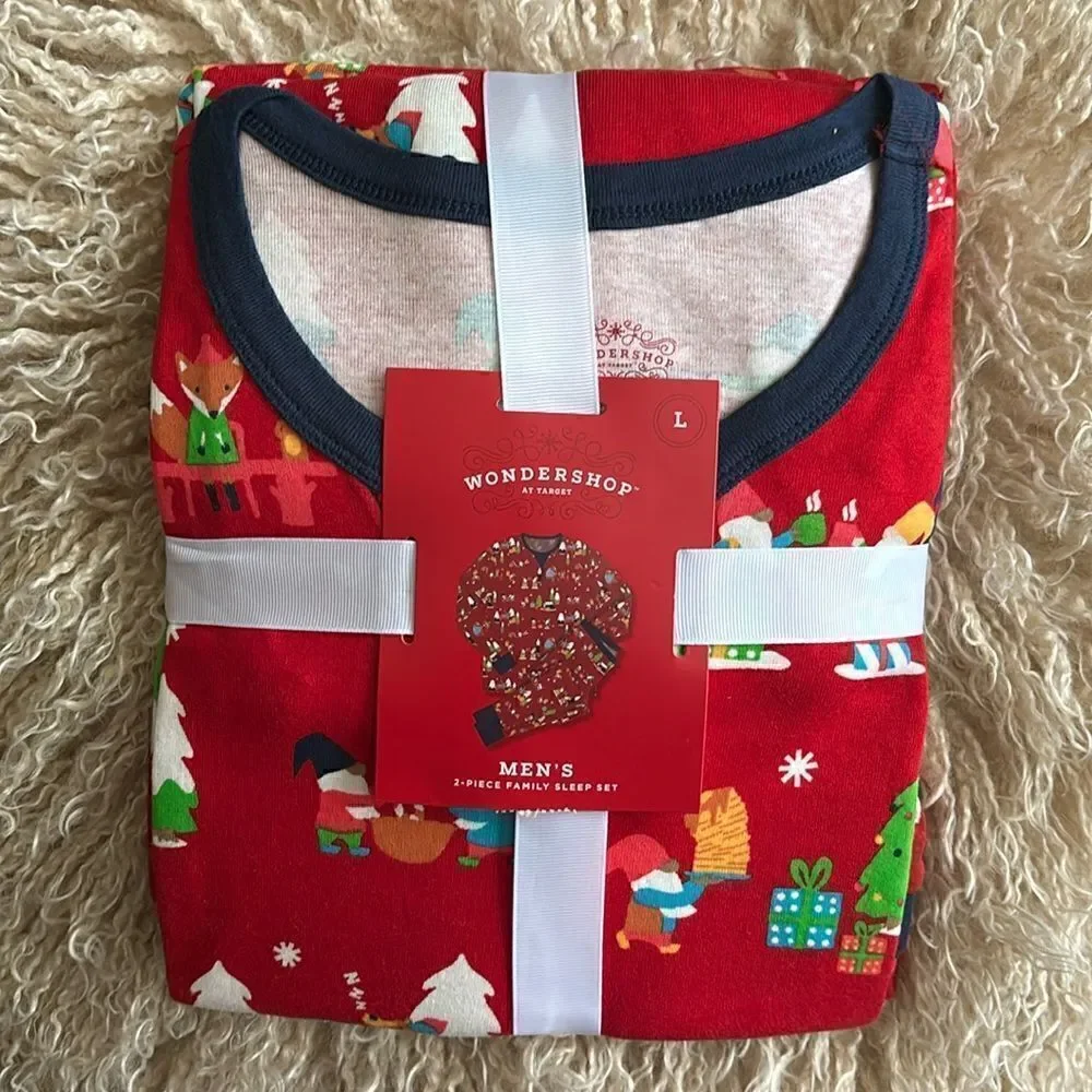 Wondershop Holiday Gnomes Print Matching Family Pajama Set Size L NWT